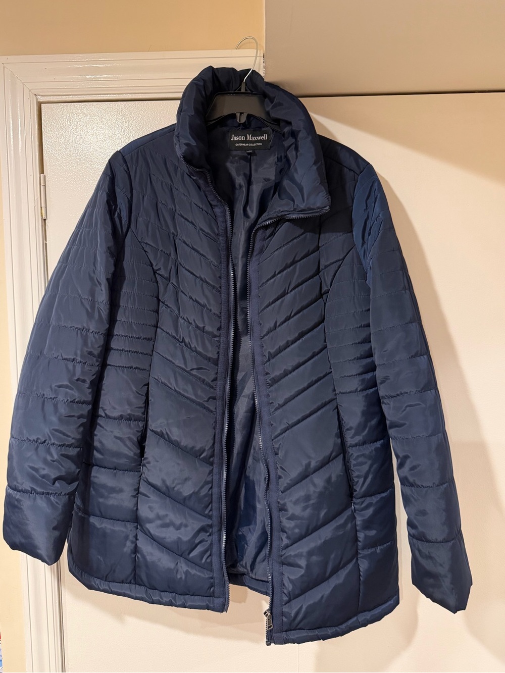 jason maxwell Navy Quilted Lightweight Puffer Coat